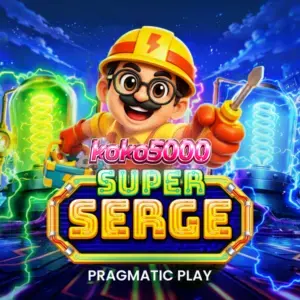Tampilan antarmuka permainan slot Super Serge dengan tema robot listrik.